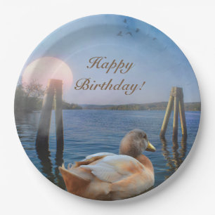 Sunset Duck Happy Birthday Papieren Bordje