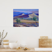 Sunset Dunes, Distant Mountains en Trees Poster (Keuken)