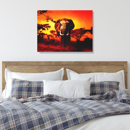 Sunset Elephant Canvas Afdruk (Insitu (Slaapkamer))