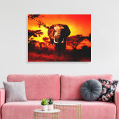 Sunset Elephant Canvas Afdruk (Insitu (Woonkamer))