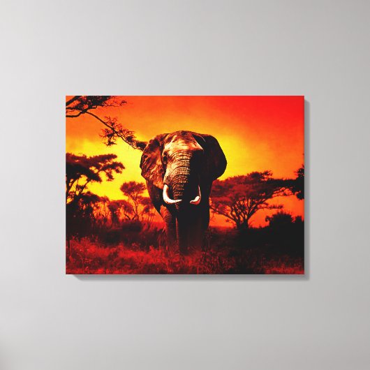 Sunset Elephant Canvas Afdruk (Voorkant)