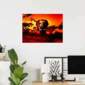 Sunset Elephant Poster (Thuiskantoor)