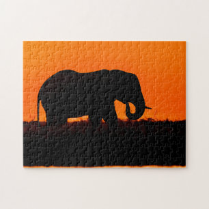 Sunset Elephant Silhouette Puzzle Legpuzzel
