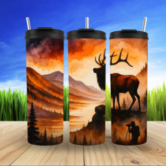 Sunset Elk, Mountain Majesty Thermosbeker