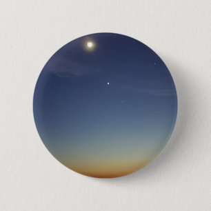 Sunset Evening Moon Stars Ronde Button 5,7 Cm