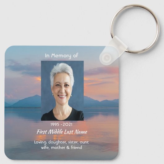 Sunset Evening Sky Dusk Memorial Pocket Keepsake Sleutelhanger (Achterkant)