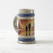 Sunset Family Beach Walk Bière Stein - Mug (Devant gauche)