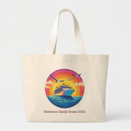 Sunset Family Name Vacation Cruise Ship Keepsake Grote Tote Bag
