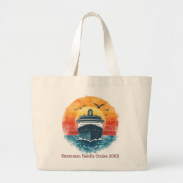 Sunset Family Name Vacation Cruise Ship Keepsake Grote Tote Bag