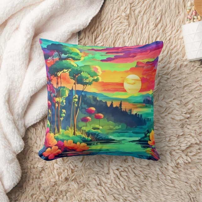 Sunset Fantasy Landschap Kussen (Deken)