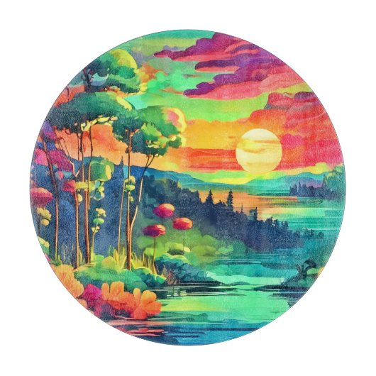 Sunset Fantasy Landschap Snijplank (Voorkant)
