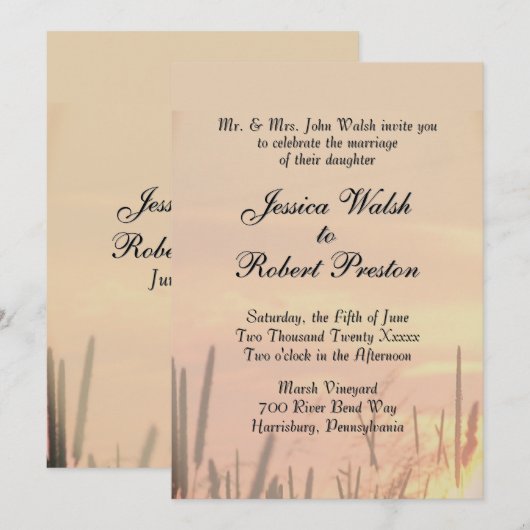 Sunset Field Wedding Invitation (Devant / Derrière)