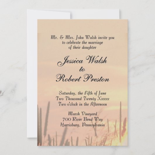 Sunset Field Wedding Invitation Kaart (Voorkant)