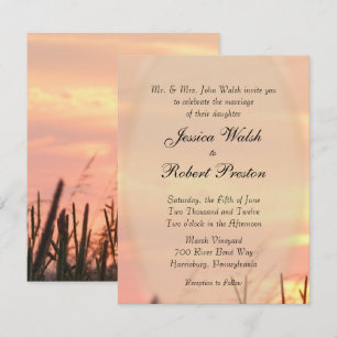Sunset Field Wedding Invitation Kaart