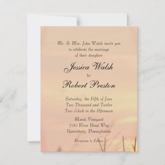 Sunset Field Wedding Invitation Kaart (Voorkant)