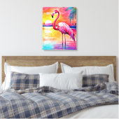Sunset Flamingo Art Design Canvas Afdruk (Insitu (Slaapkamer))