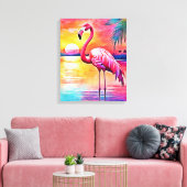 Sunset Flamingo Art Design Canvas Afdruk (Insitu (Woonkamer))