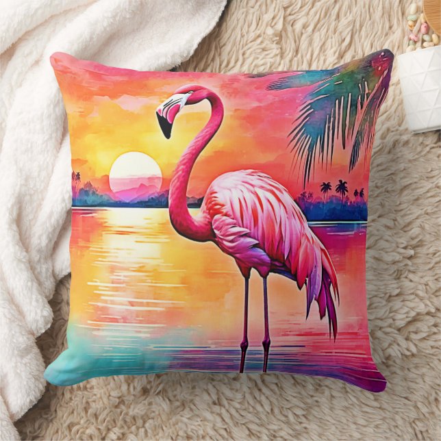 Sunset Flamingo Art Design Kussen (Deken)