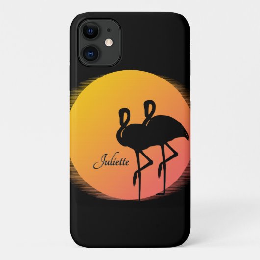 Sunset Flamingo's met persoonlijke naam Case-Mate iPhone Case (Achterkant)