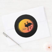 Sunset Flamingo's met persoonlijke naam Ronde Sticker (Envelop)