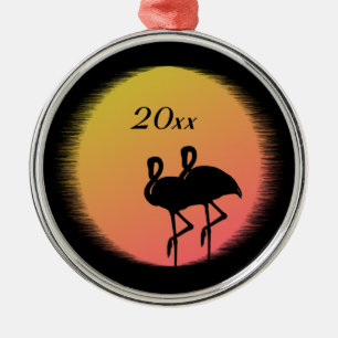 Sunset Flamingos Metalen Ornament