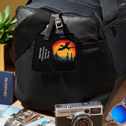  Sunset Forest Dragon Bagagelabel (Voorkant /achterkant)