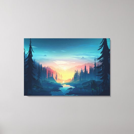 Sunset Forest Premium Wrapped Canvas (gloss) Afdruk (Voorkant)