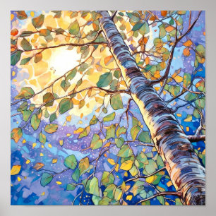 Sunset Forest Waterverf Painting Poster