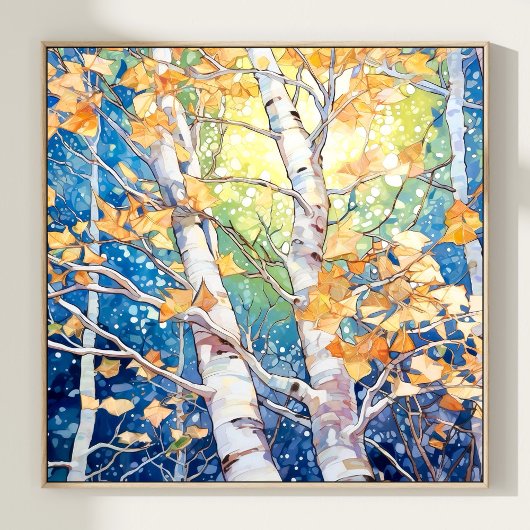 Sunset Forest Waterverf Painting Poster