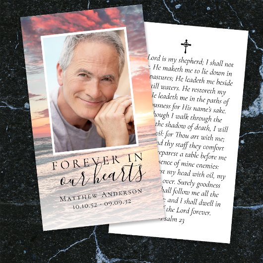 Sunset Forever in Our Hearts Memorial Prayer Card
