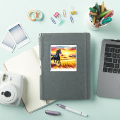 Sunset Galloping Horse Waterverf Tegel Sticker (iPad Cover)