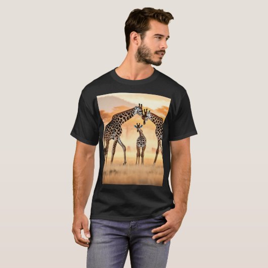 Sunset Giraffes T-shirt Design" (Voorkant volledig)