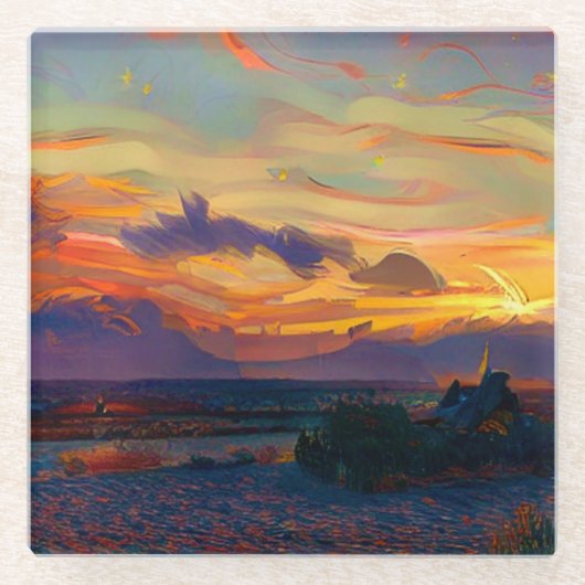 SUNSET GLAZEN ONDERZETTER (Voorkant)