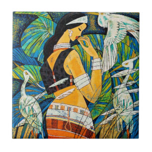 Sunset Glow Hao Ping oriental abstracte dame Tegeltje