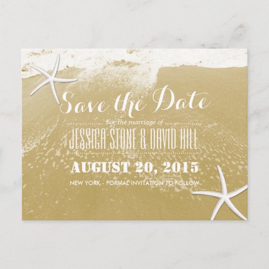 Sunset Gold Beach & Starfish Save the Date Aankondigingskaart (Voorkant)
