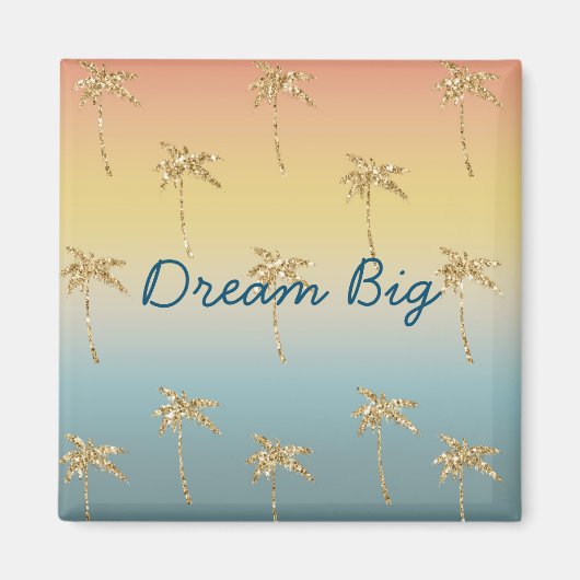 Sunset Gold Glitter Palm Trees Magneet (Voorkant)