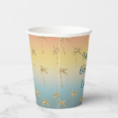 Sunset Gold Glitter Palm Trees Papieren Bekers (Rechts)