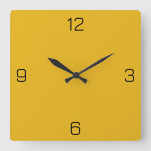 Sunset Gold Yellow E8B319 Kleur Een naam toevoegen Vierkante Klok
