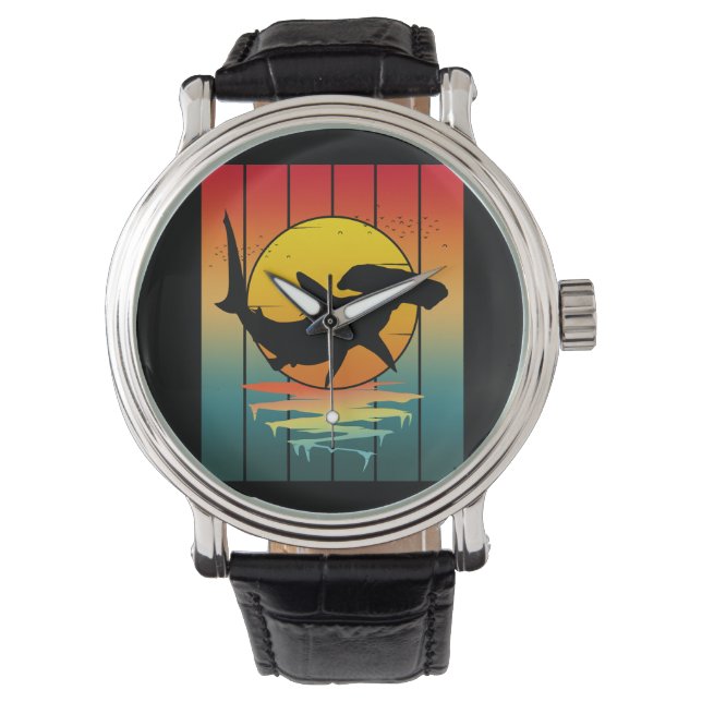  Sunset Hammerhead Shark Horloge (Voorkant)