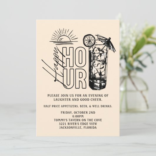 Sunset Happy Hour Invitation (Debout devant)