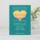 Sunset Heart Blauwgroen Green Wedding Invitation Kaart (Staand voorkant)