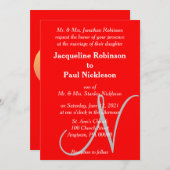 Sunset Heart Red Monogram Weddenschap Kaart (Voorkant / Achterkant)