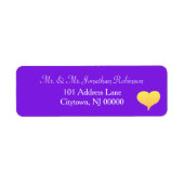 Sunset Heart Violet Wedding Etiket (Voorkant)