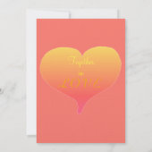 Sunset Hearts Monogram Koraal Turquoise Kaart (Achterkant)