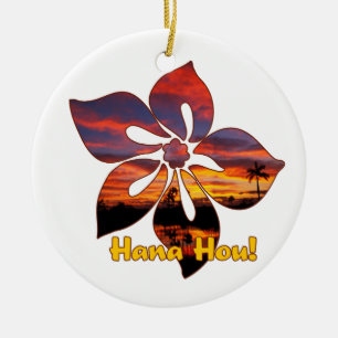 Sunset Hibiscus Hawaiian Ornaments Keramisch Ornament