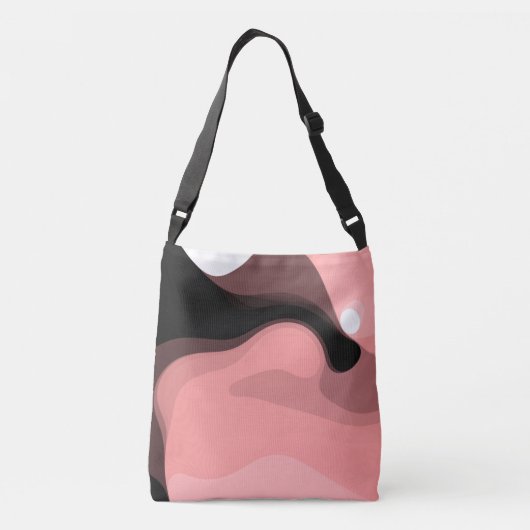Sunset Horizon: Abstract Roze, Zwart & Wit Crossbody Tas (Achterkant)