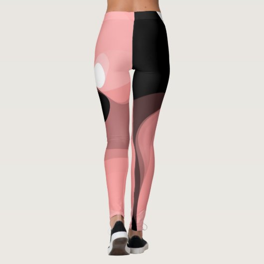 Sunset Horizon: Abstract Roze, Zwart & Wit Leggings (Achterkant)