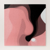 Sunset Horizon: Abstract Roze, Zwart & Wit Legpuzzel (Horizontaal)