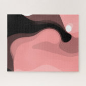 Sunset Horizon: Abstract Roze, Zwart & Wit Legpuzzel (Horizontaal)