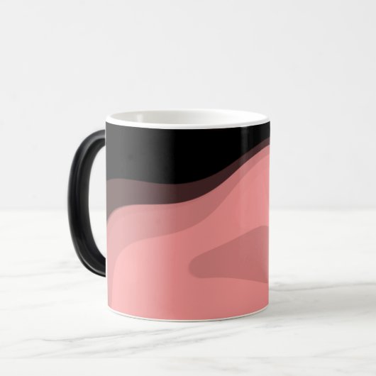 Sunset Horizon: Abstract Roze, Zwart & Wit Magische Mok (Voorkant links)